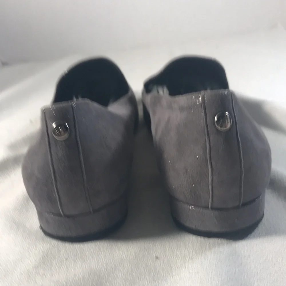 AGL Women's Dalia Sparkly Gray Suede With Gray & Black Reptile Cap Toe Loafers